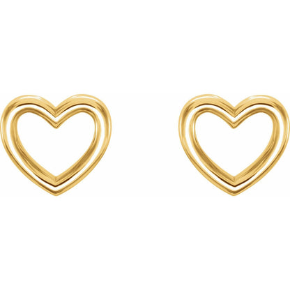 14k Yellow Gold Heart Stud Earrings Fine Jewelry Gift for Women