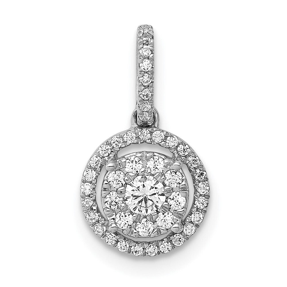 14k White Gold 1/4ct. Diamond Round Halo Cluster Pendant for Women