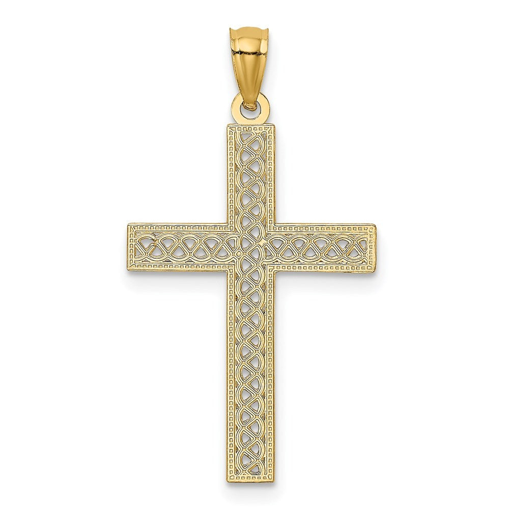 14k Yellow Gold Diamond-cut Filigree Cross Pendant