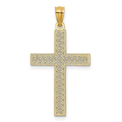 14k Yellow Gold Diamond-cut Filigree Cross Pendant