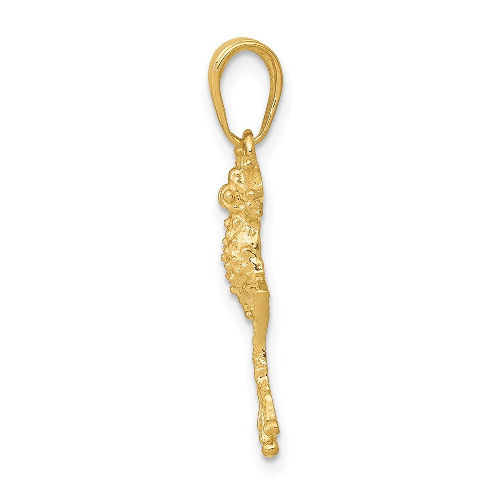 14k Yellow Gold Solid Polished Open-Backed Frog Pendant for Women