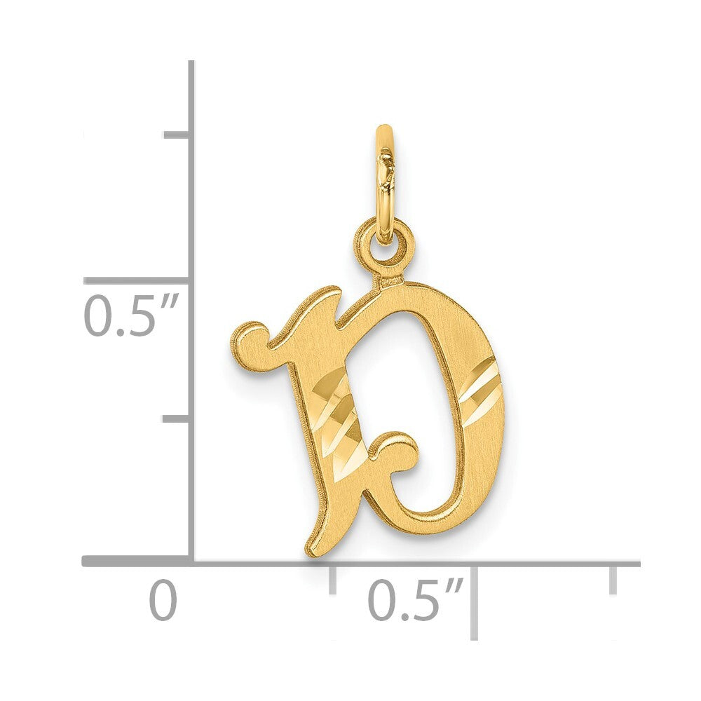 14k Yellow Gold Diamond-cut Letter E Initial Charm Pendant for Women