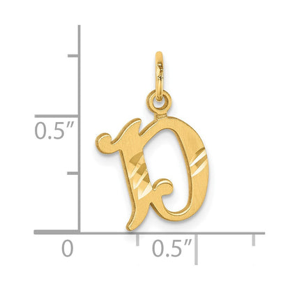 14k Yellow Gold Diamond-cut Letter E Initial Charm Pendant for Women