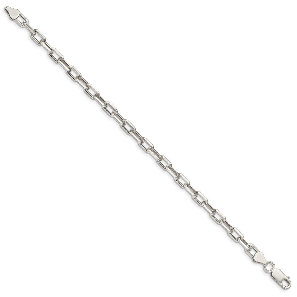 Sterling Silver 5.75mm Diamond-cut Long Link Cable Chain Bracelet