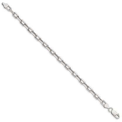 Sterling Silver 5.75mm Diamond-cut Long Link Cable Chain Bracelet