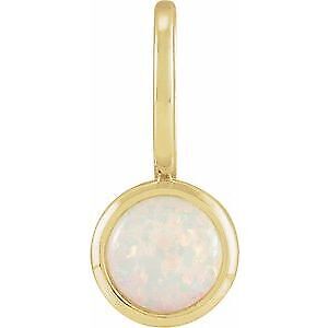 14k Yellow Gold Natural White Opal Charm Pendant Gift for Women