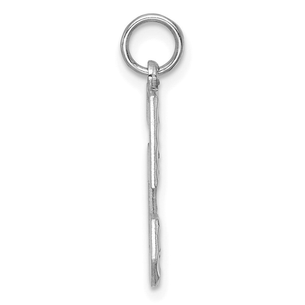 14k White Gold Large Brushed Diamond-cut Number 5 Charm