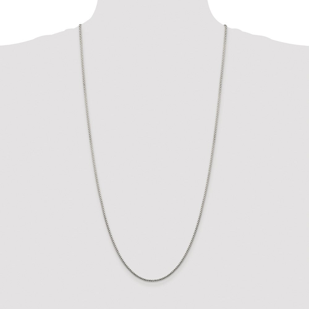Sterling Silver Rhodium-plated 1.75mm Diamond-cut Round Box Chain