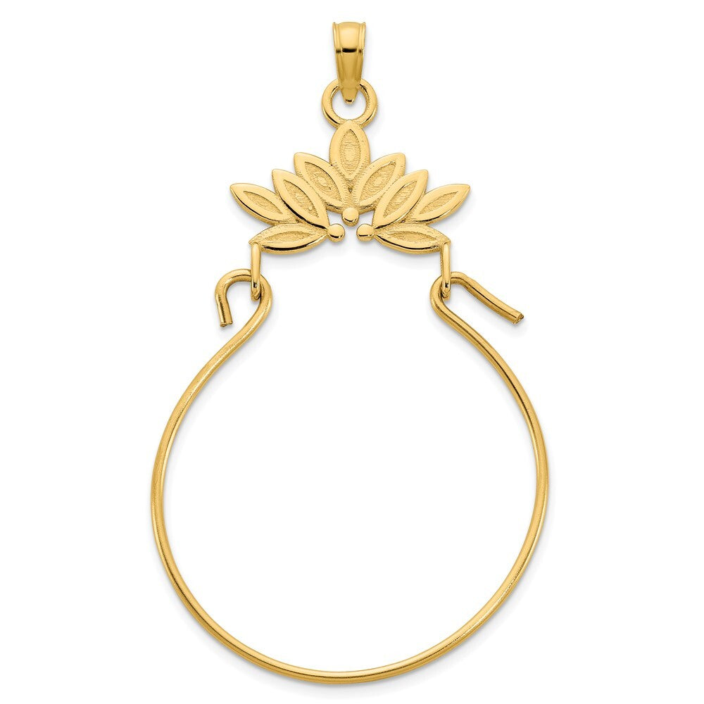 14k Yellow Gold Fancy Charm Pendant Holder Pendant for Women