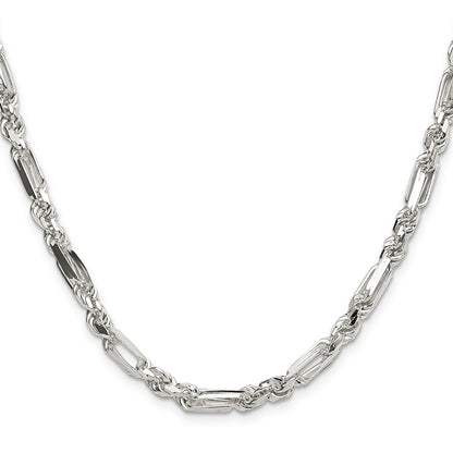 Sterling Silver 4.75mm Diamond-cut Figarope Chain