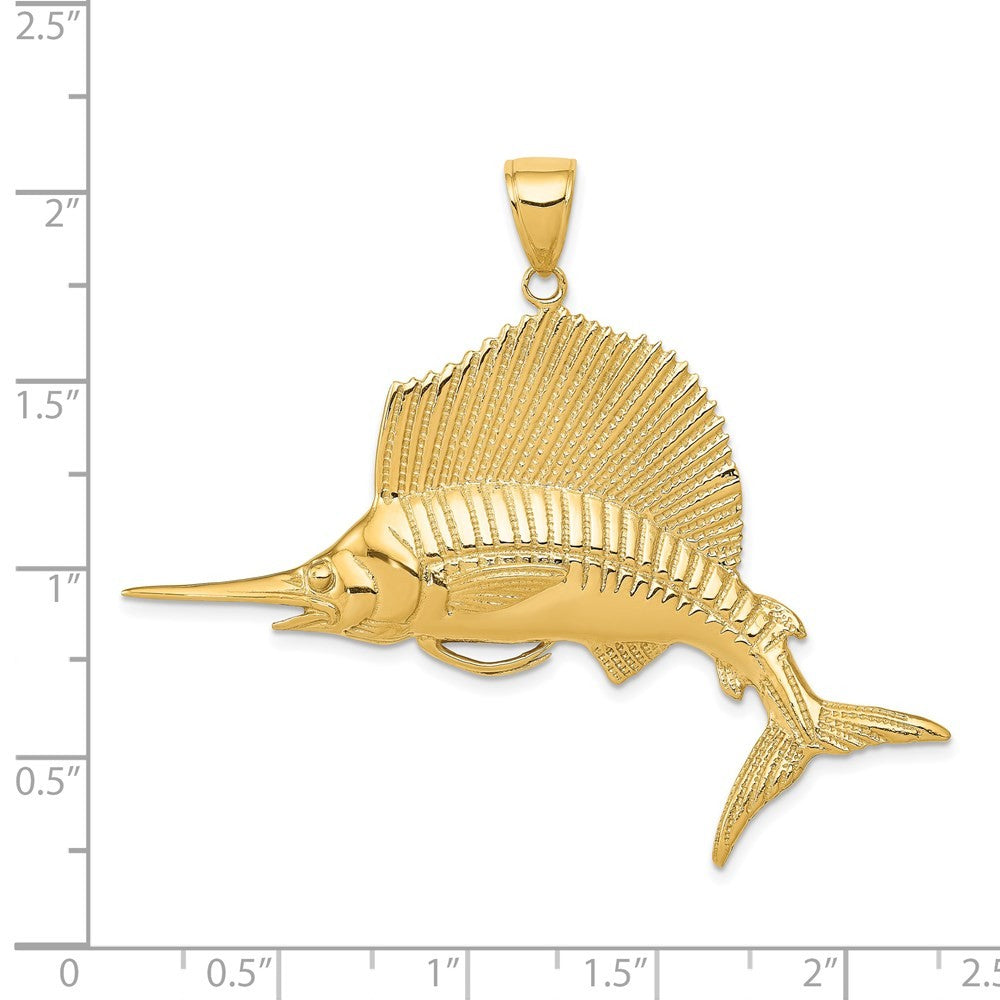 14k Yellow Gold Sailfish Pendant