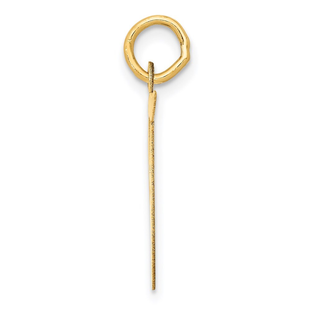 14k Yellow Gold Large Fancy Script Letter T Initial Charm Pendant for Women