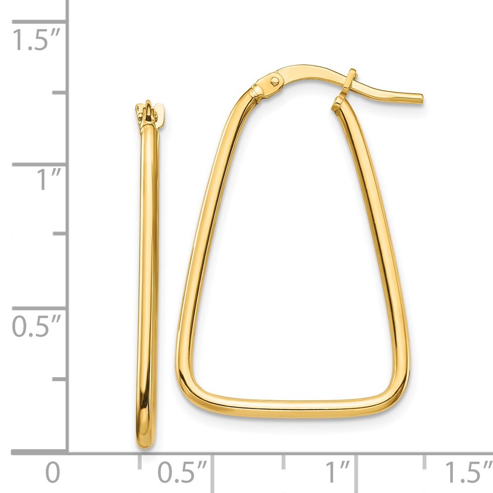 14k Yellow Gold 1.5mm Polished Triangle Dangle Hoop Earrings