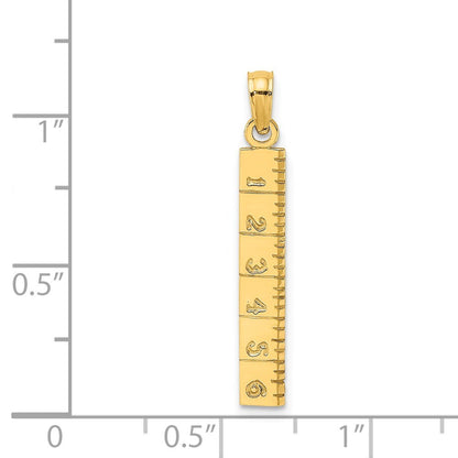 14k Yellow Gold Six Inch Ruler Charm Pendant for Women
