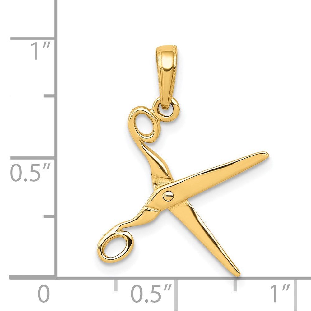 14k Yellow Gold 3-D Moveable Scissors Pendant for Women