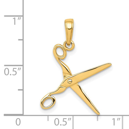 14k Yellow Gold 3-D Moveable Scissors Pendant for Women