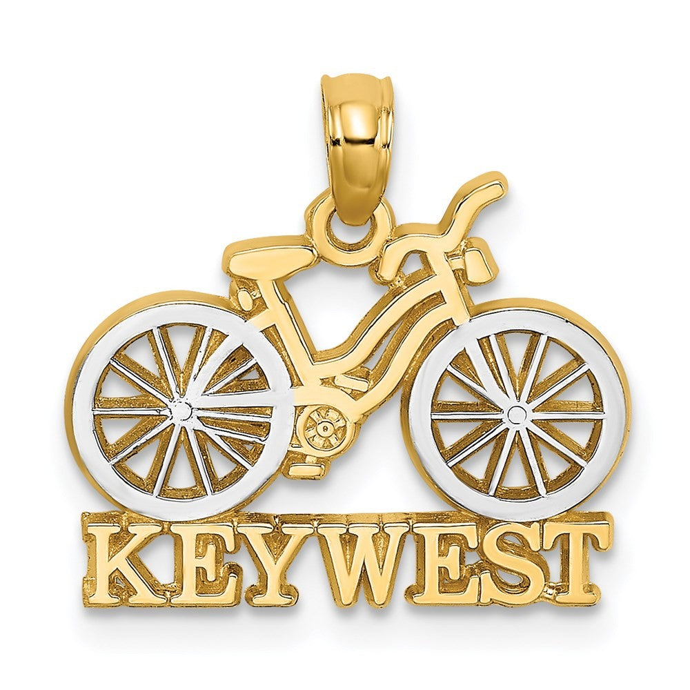 14k Yellow Gold with White Rhodium KEY WEST Bicycle Charm