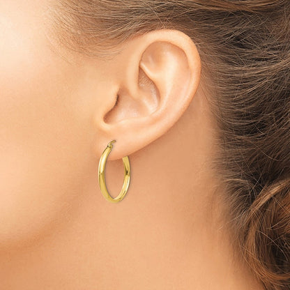 14k Yellow Gold Polished Hoop Earring Gift for Women