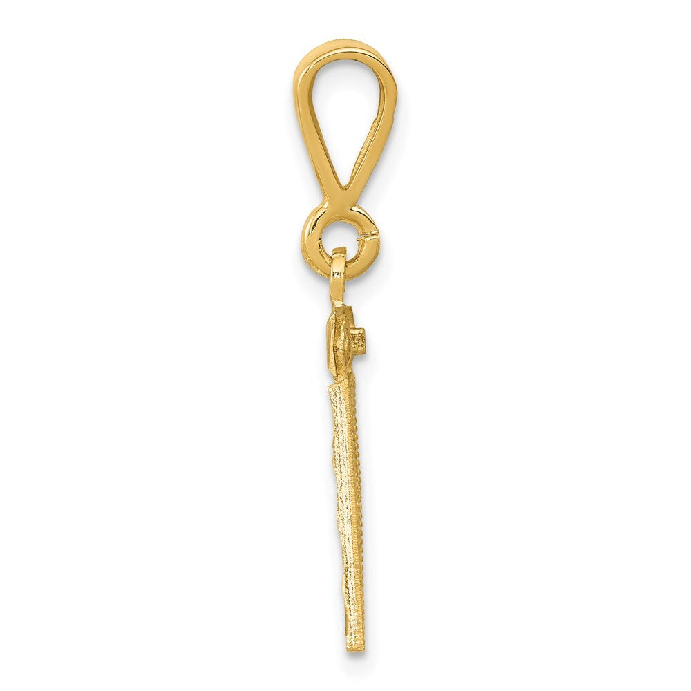14k Yellow Gold Small Brushed Diamond-cut Number 81 Charm Pendant for Women
