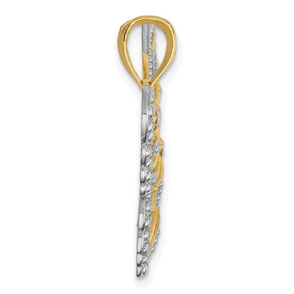 14k Yellow Gold and Rhodium Butterfly Pendant for Women