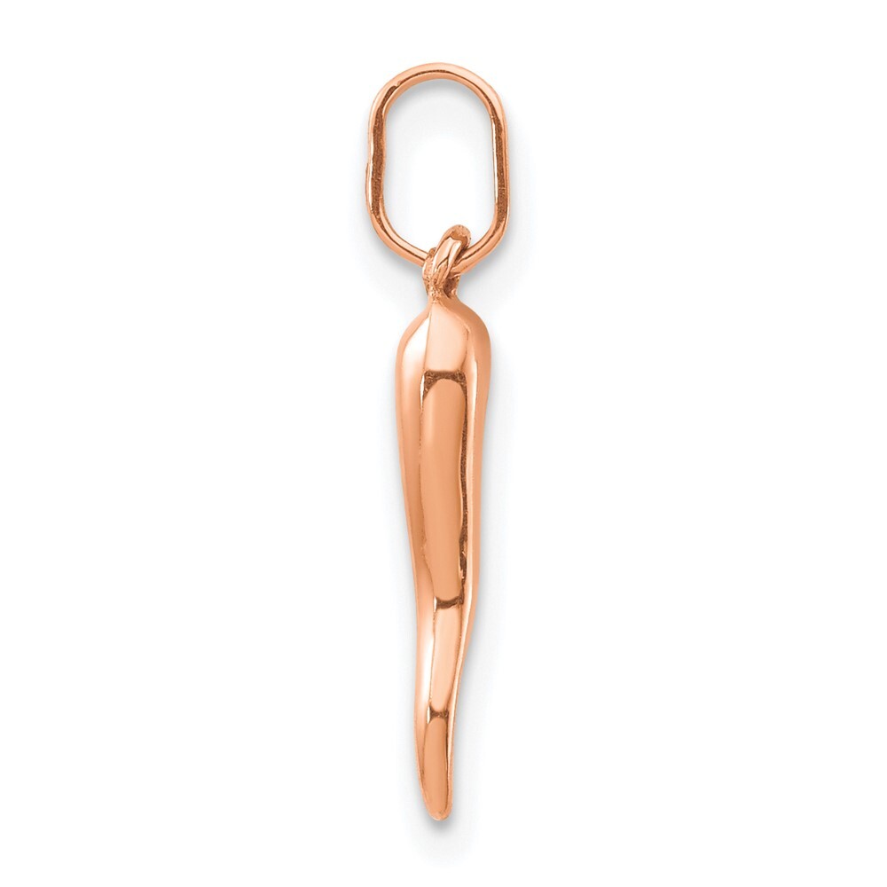 14k Rose Gold 3D Italian Horn Charm Pendant for Women