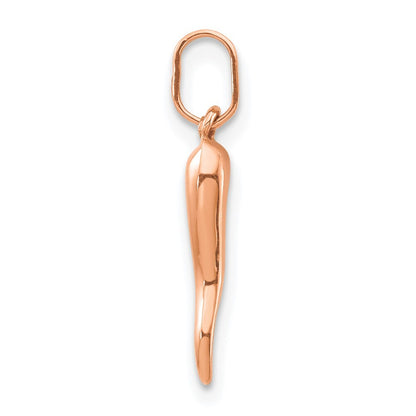 14k Rose Gold 3D Italian Horn Charm Pendant for Women