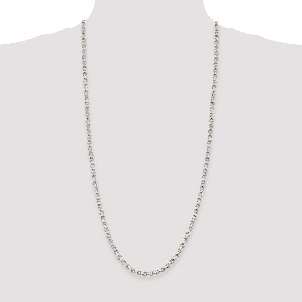 Sterling Silver Rhodium-plated 4mm Diamond-cut Rolo Chain