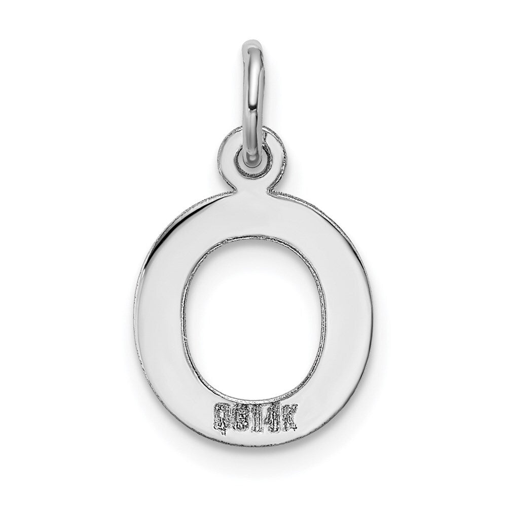 14k White Gold Small Block Letter O Initial Charm Pendant for Women