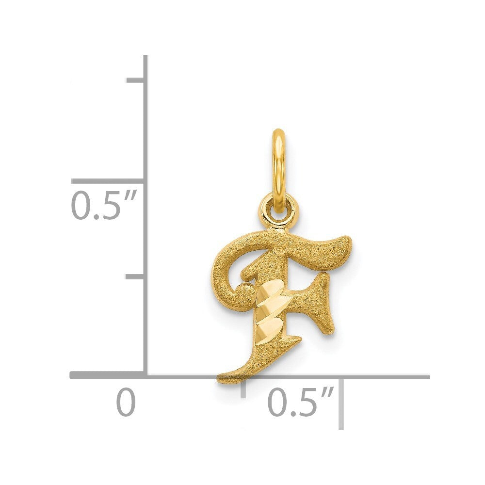 14k Yellow Gold Letter F Initial Charm Pendant for Women