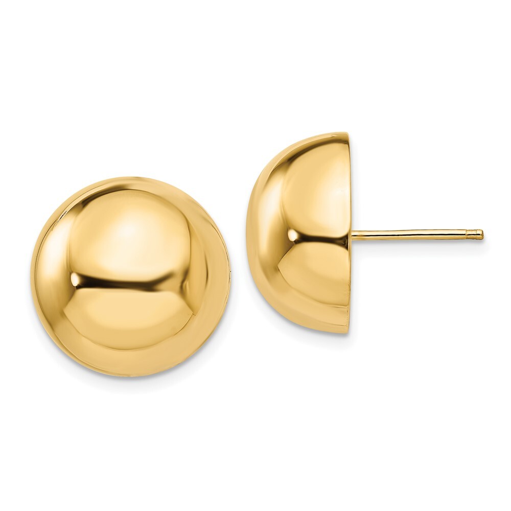 14k Yellow Gold Polished 16mm Half Ball Stud Earrings