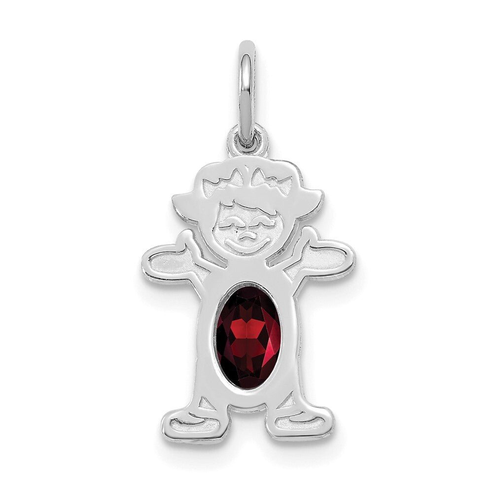 14k White Gold Girl 6x4 Oval Genuine Garnet-January Pendant for Women
