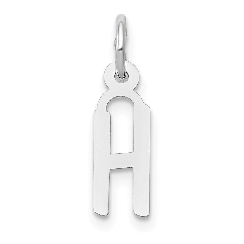 14k White Gold Small Slanted Block Letter H Initial Charm Pendant for Women
