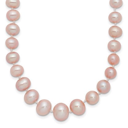 14k Yellow Gold 4-8mm Purple Cultured Pearl Graduated Necklace 18"