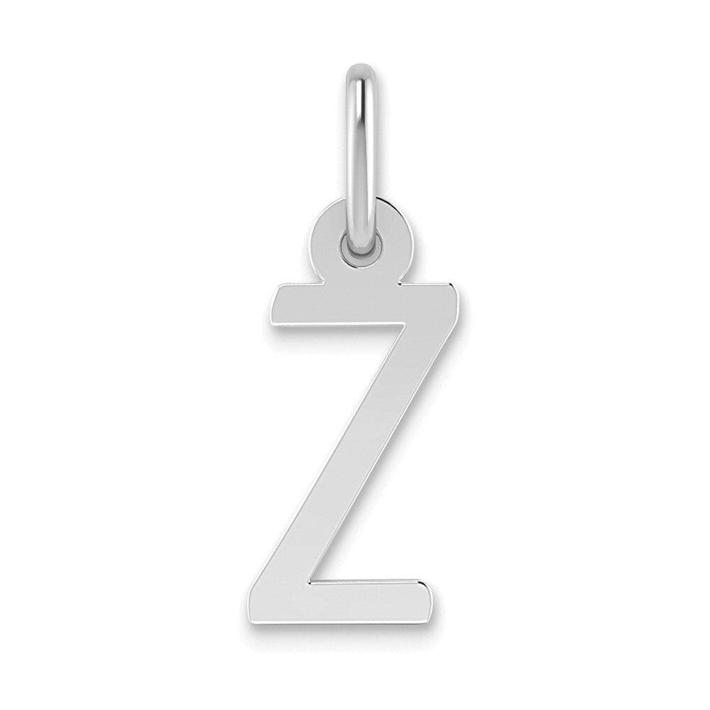 14k White Gold Small Slanted Block Letter Z Initial Charm Pendant for Women
