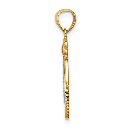 14k Yellow Gold Rhodium Infinity Angel Pendant for Women