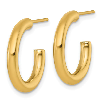 14k Yellow Gold Polished 3.0 x 20mm Tube C-Hoop Earrings Gift for Women