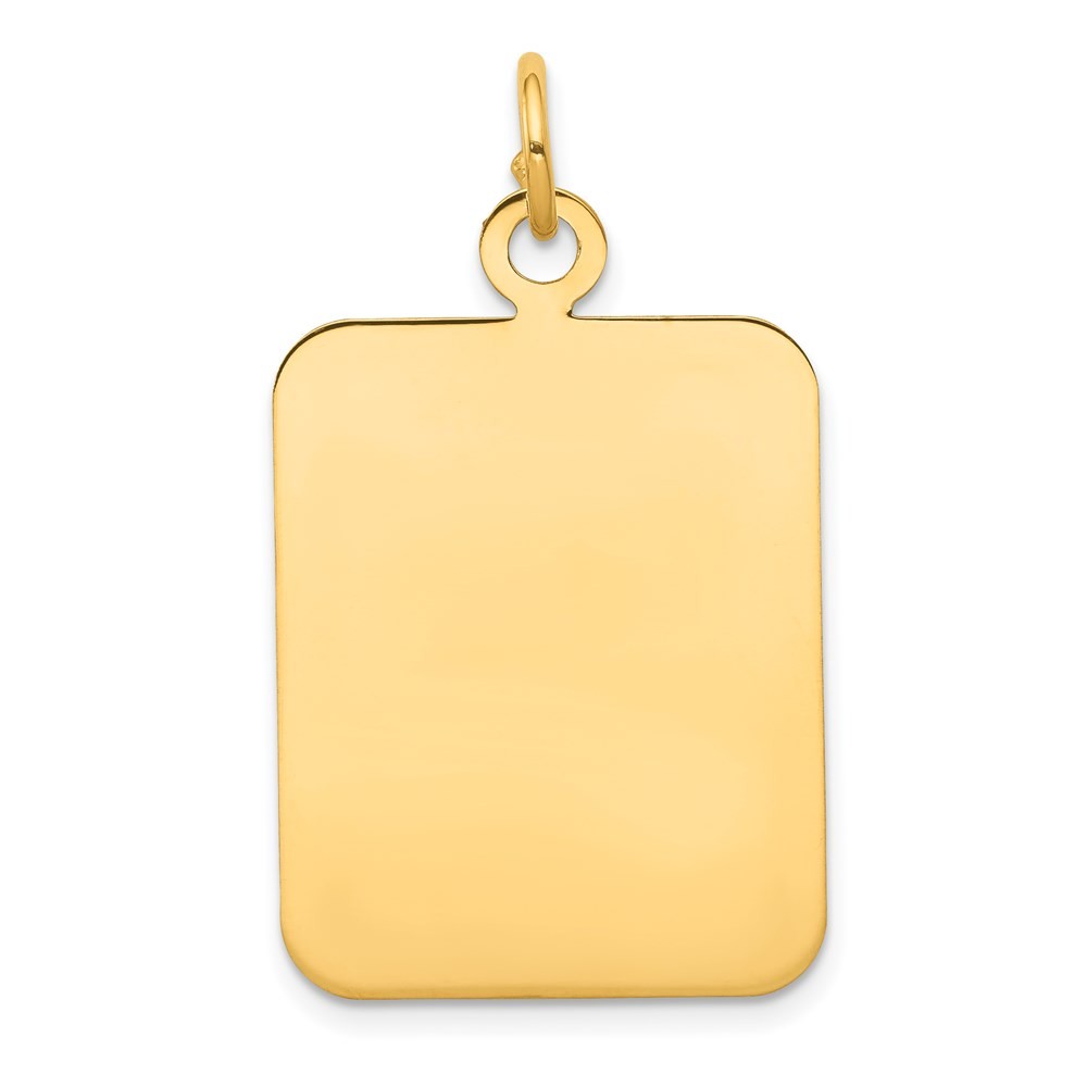 14k Yellow Gold Plain Rectangular .018 Gauge Engravable Disc Charm