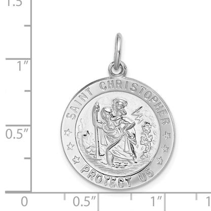 Sterling Silver Rhodium-plated Saint Christopher Medal Pendant
