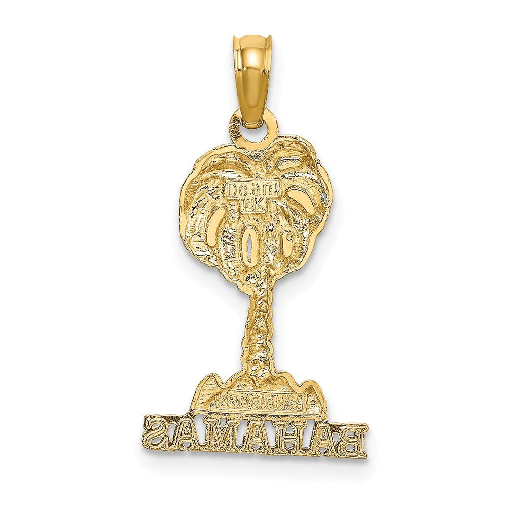 14k Yellow Gold BAHAMAS Palm Tree Charm Pendant for Women