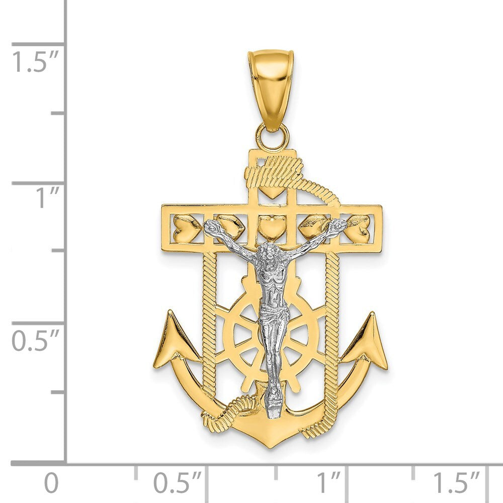 14k Two-tone Gold Mariner's Crucifix Pendant for Women