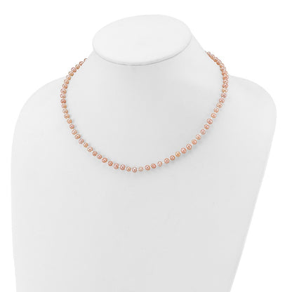 14k Yellow Gold 4-5mm Pink Near-Round Freshwater Cultured Pearl 16 inch Necklace