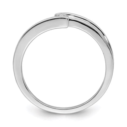 Sterling Silver Rhodium Plated Polished Diamond Ring