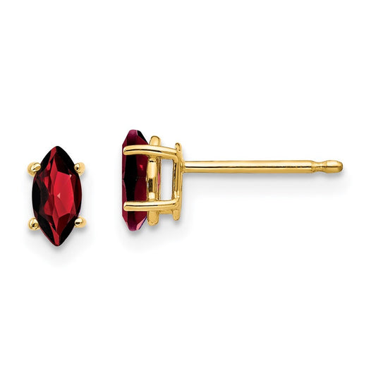 14k Yellow Gold 6x3mm Marquise Garnet earring Gift for Women