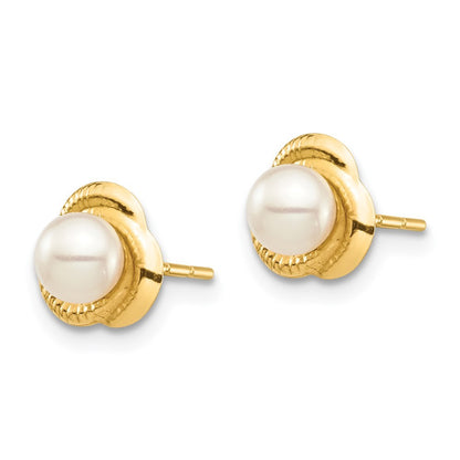 14k Yellow Gold 4-5mm Freshwater Cultured Pearl Earrings with Silicone Backs