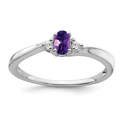 14k White Gold Amethyst and Diamond Ring Size 7