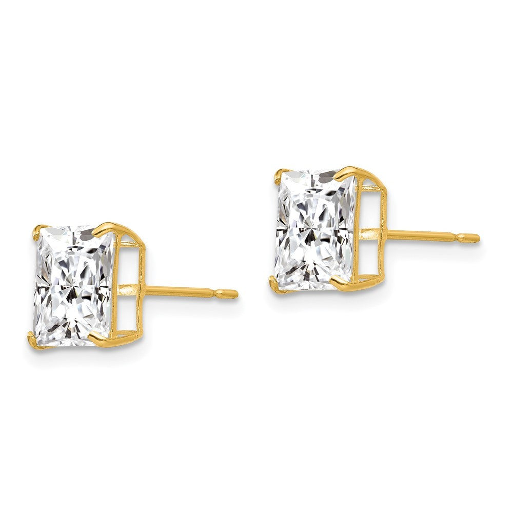 14k Yellow Gold 8mm Square CZ Earrings