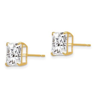 14k Yellow Gold 8mm Square CZ Earrings