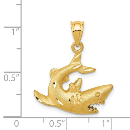 14k Yellow Gold Shark Pendant for Women