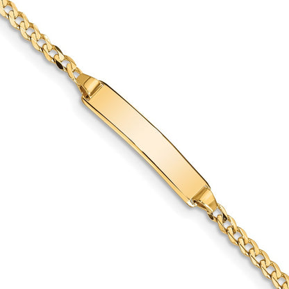 14k Yellow Gold Solid Chain Curb Link 20x4.8mm Plate 6" Child ID Bracelet