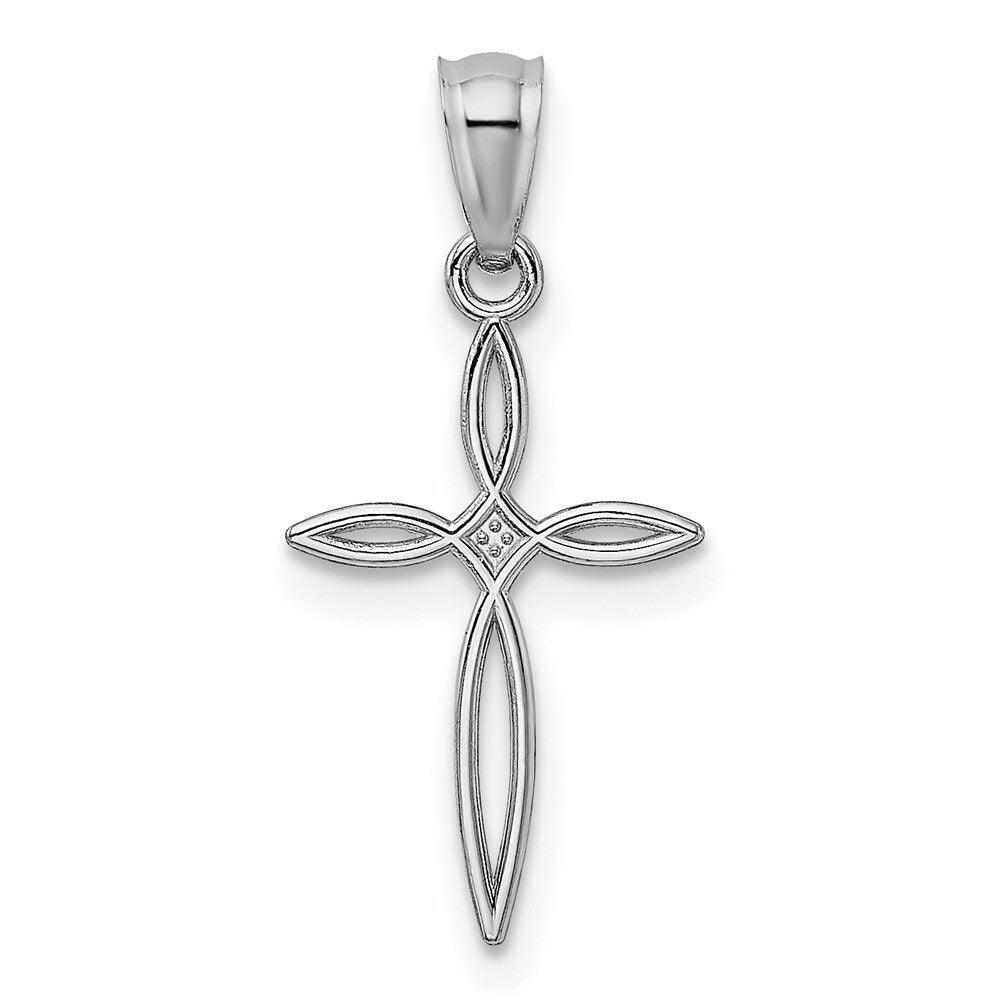 14k White Gold Passion Cross Charm Pendant for Women